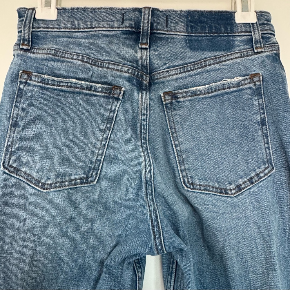 Size 26 2 Short The Mom High Rise Jeans Abercrombie & Fitch Blue Straight Leg - Picture 4 of 15